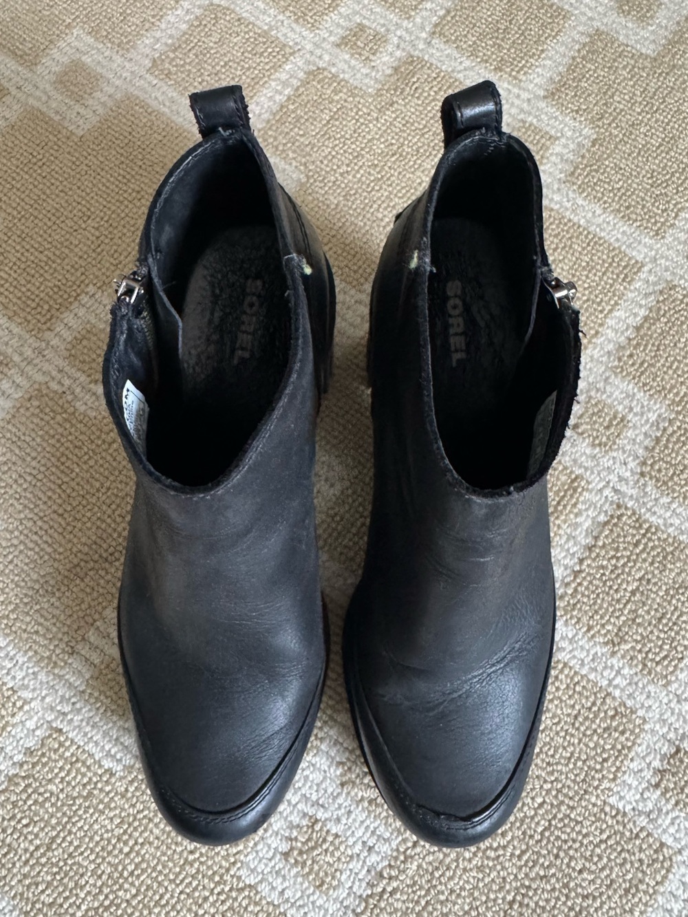 Sorel Blake Leather Platform Ankle Booties Black Block Heel Women’s 7.5 - Picture 13 of 14